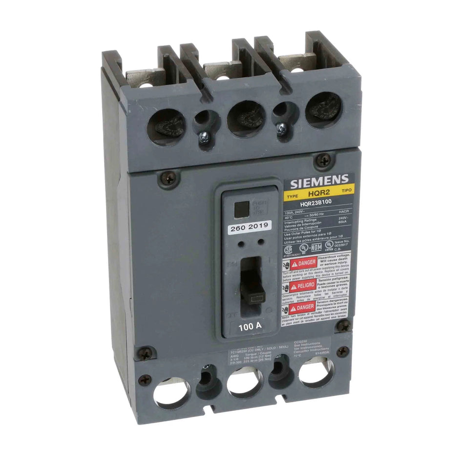 Siemens HQR23B175 Circuit Breaker – QR Series – 175A – 3 Pole – 240VAC – Thermal Magnetic – Bolt-On