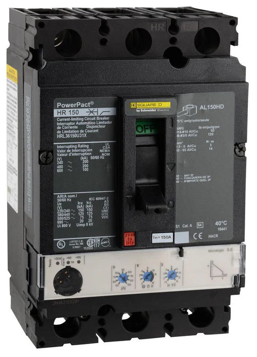 HRL36150U31X - Square D Feed-Thru 600V 150A 3 pole circuit breaker 200kA@480V