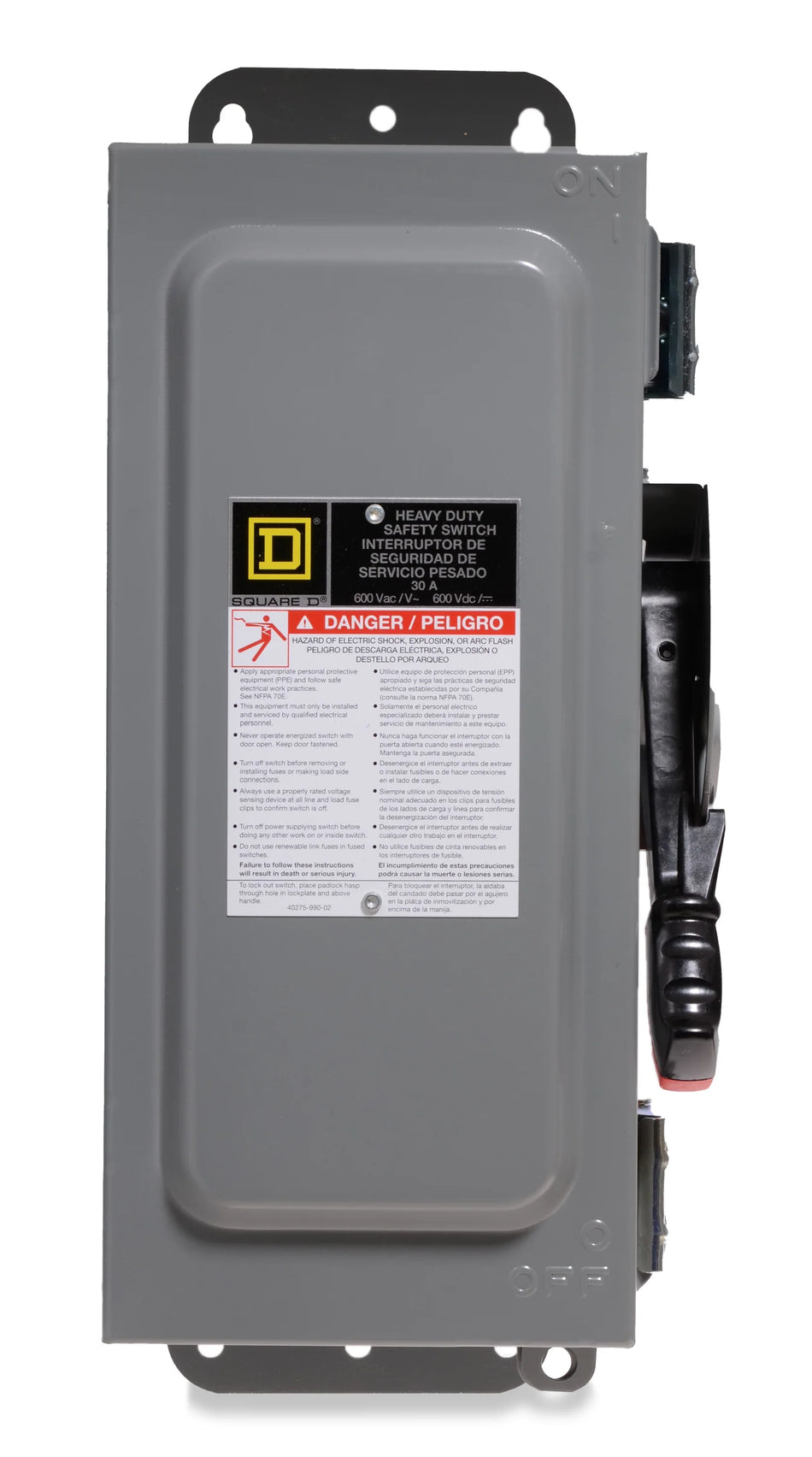 Square D HU361AWKEI Safety Switch 30A 3-Pole Non-Fusible Heavy Duty Safety Switch – Surface Mount – 600VAC/VDC