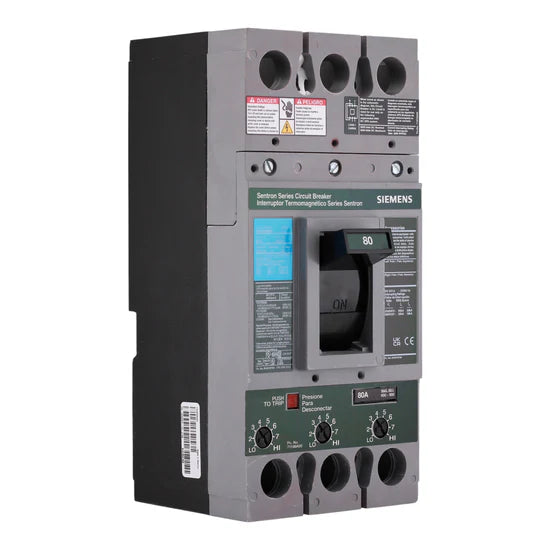Siemens FXD63B080L 80A 3-Pole Thermal-Magnetic – Bolt-On – 600V Circuit Breaker