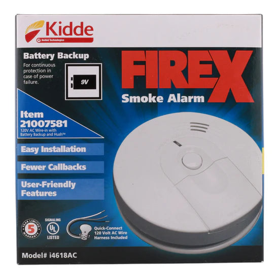 Kidde i4618AC Hardwired Ionization Smoke Alarm – Hardwired – 120V