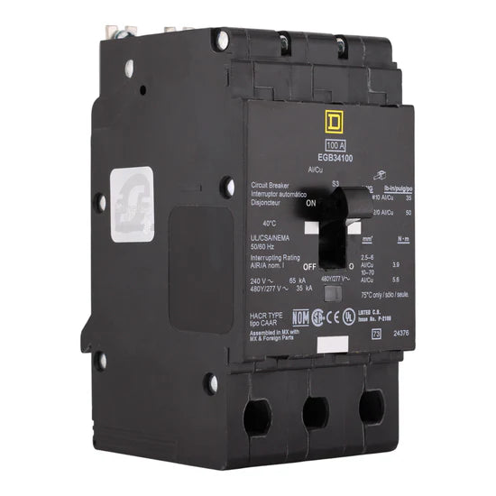 Square D EGB34100 100A 3-Pole Thermal-Magnetic – Bolt-On – 480Y/277V