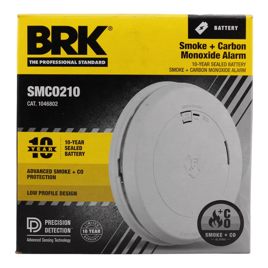 BRK SMCO210 10-Year Battery Combination Smoke & Carbon Monoxide Alarm – Battery-Only – 85dB