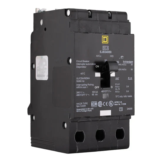 Square D EJB34050 50A 3-Pole Thermal-Magnetic – Bolt-On – 480Y/277V