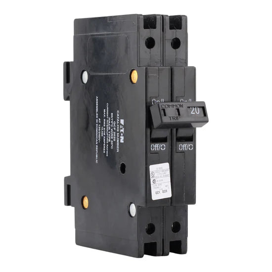 Eaton QCF2020 20A 2-Pole Thermal-Magnetic Circuit Breaker – Cable-In/Cable-Out – 120/240V