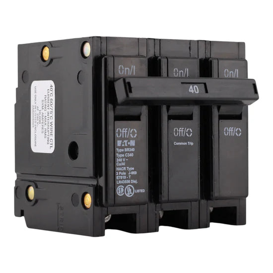 Eaton BR BR340 40A 3-Pole Thermal Magnetic – Plug-On – 240V AC