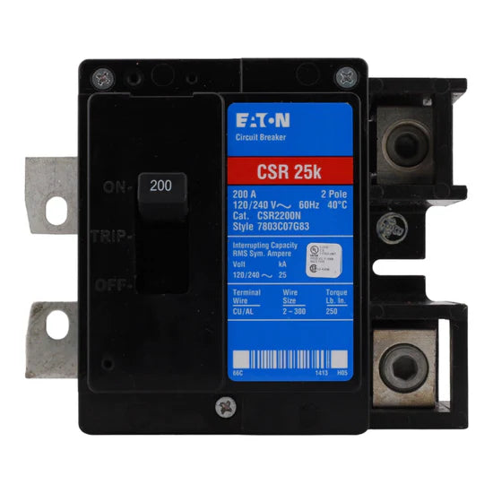 Eaton CSR2200N 200A 2-Pole Thermal-Magnetic Circuit Breaker – Lug Terminals – 120/240V AC