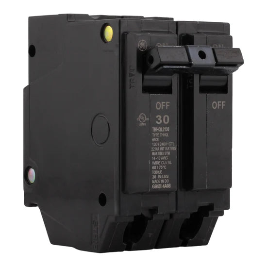 GE THHQL2130 30A 2-Pole Thermal-Magnetic Plug-In Circuit Breaker – Plug-In – 120/240V AC