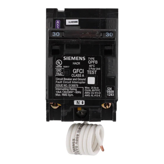 Siemens Q230GF 30A 2-Pole GFCI Circuit Breaker – Plug-In – 240V