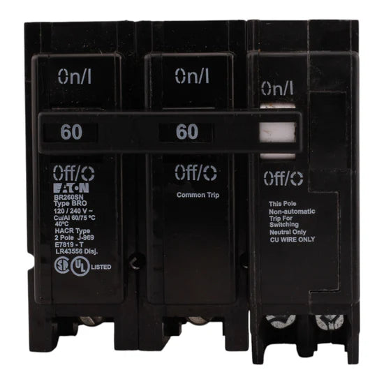 Eaton BR260SN 60A 2-Pole Thermal Magnetic – Plug-On – 120/240V