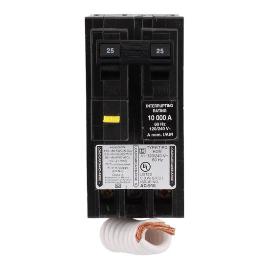 Square D HOM225GFI 25A 2-Pole GFCI Circuit Breaker – Plug-In – 120/240V