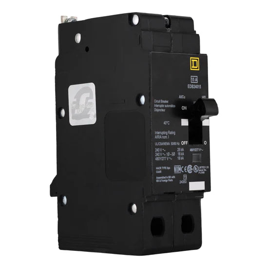 Square D EDB24015 15A 2P Thermal-Magnetic Circuit Breaker – Bolt-On – 480Y/277V
