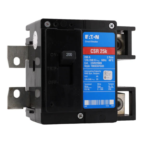 Eaton CSR2200N 200A 2-Pole Thermal-Magnetic Circuit Breaker – Lug Terminals – 120/240V AC
