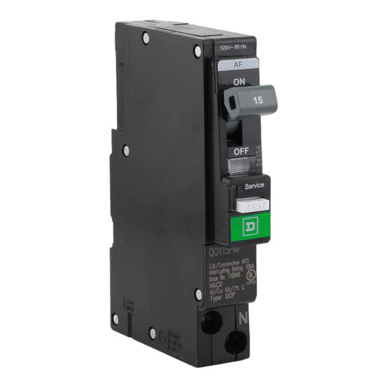 Square D QO115PAF 15A 1-Pole AFCI Circuit Breaker – Plug-On Neutral – 120V