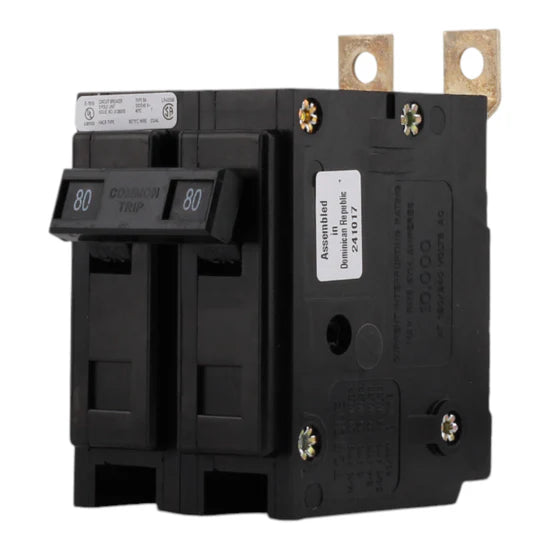 Eaton BAB2080 80A 2P Thermal-Magnetic Circuit Breaker – Bolt-On – 120/240V