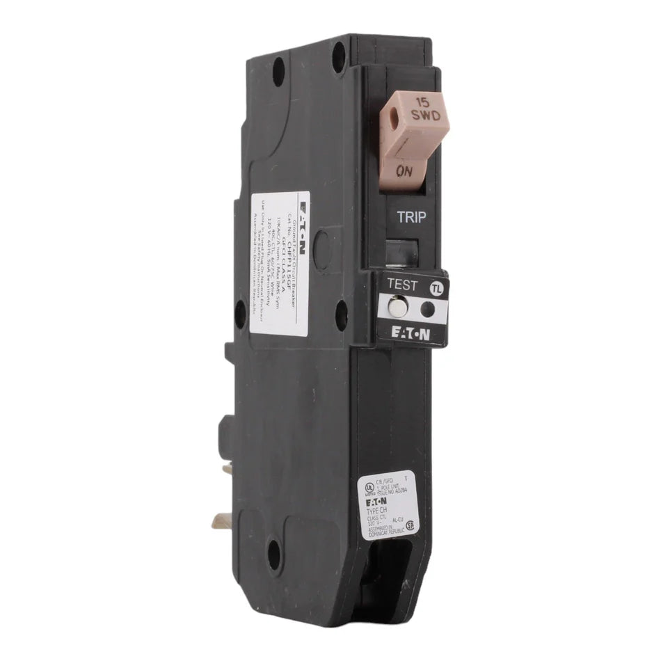 Eaton CHFP115GF 15A 1-Pole GFCI Circuit Breaker – Plug-On Neutral – 120/240V