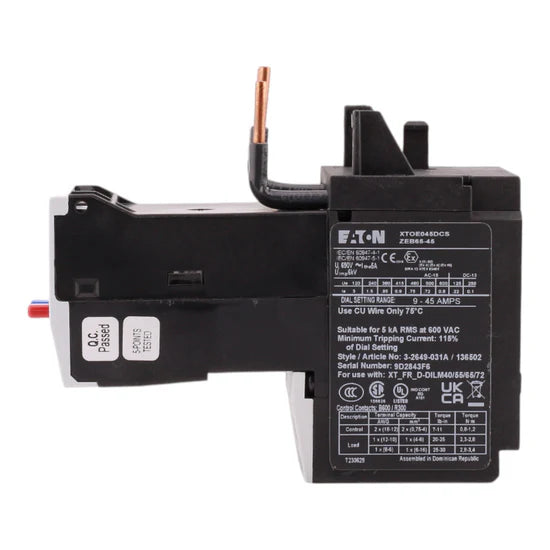 Eaton C440 XTOE045DCS 9-45A Electronic Overload Relay – Direct Mount – 55mm Frame