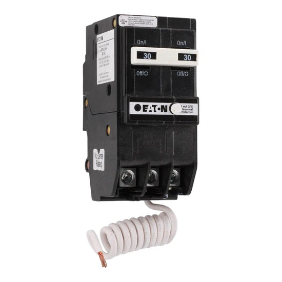 Eaton BRN230GF 30A 2‑Pole GFCI Circuit Breaker – Pigtail Neutral – 120/240V
