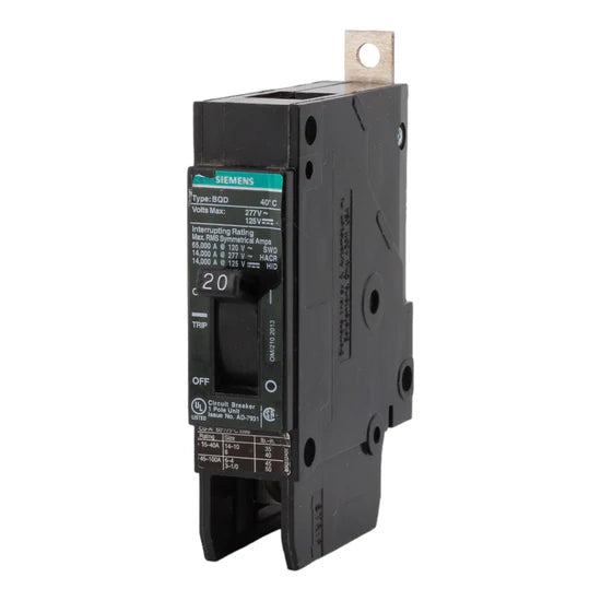 Siemens BQD120 20 Amp Single-Pole Bolt-On Circuit Breaker – 277VAC/125VDC