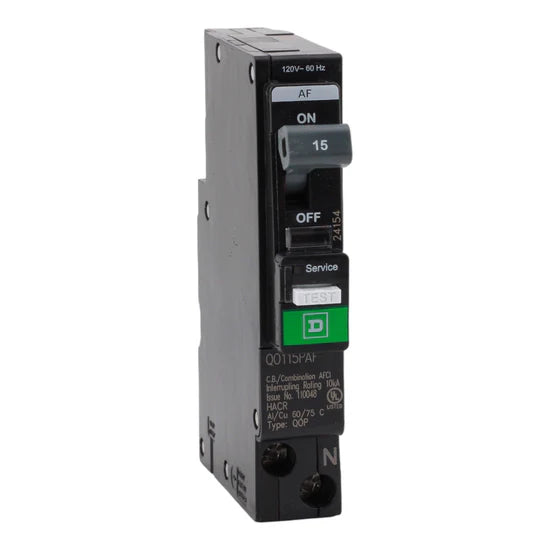Square D QO115PAF 15A 1-Pole AFCI Circuit Breaker – Plug-On Neutral – 120V