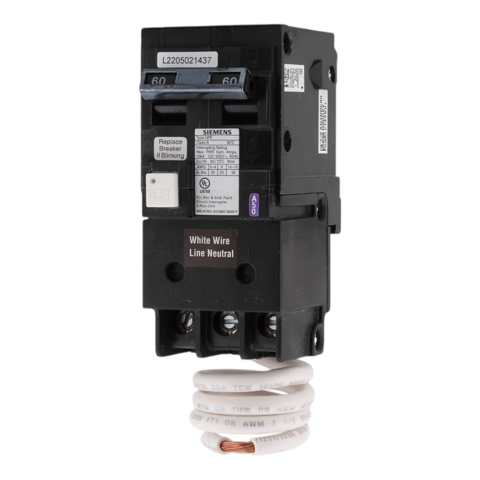 Siemens QF260A 60A 120/240V Two-Pole GFCI Circuit Breaker – Pigtail Neutral