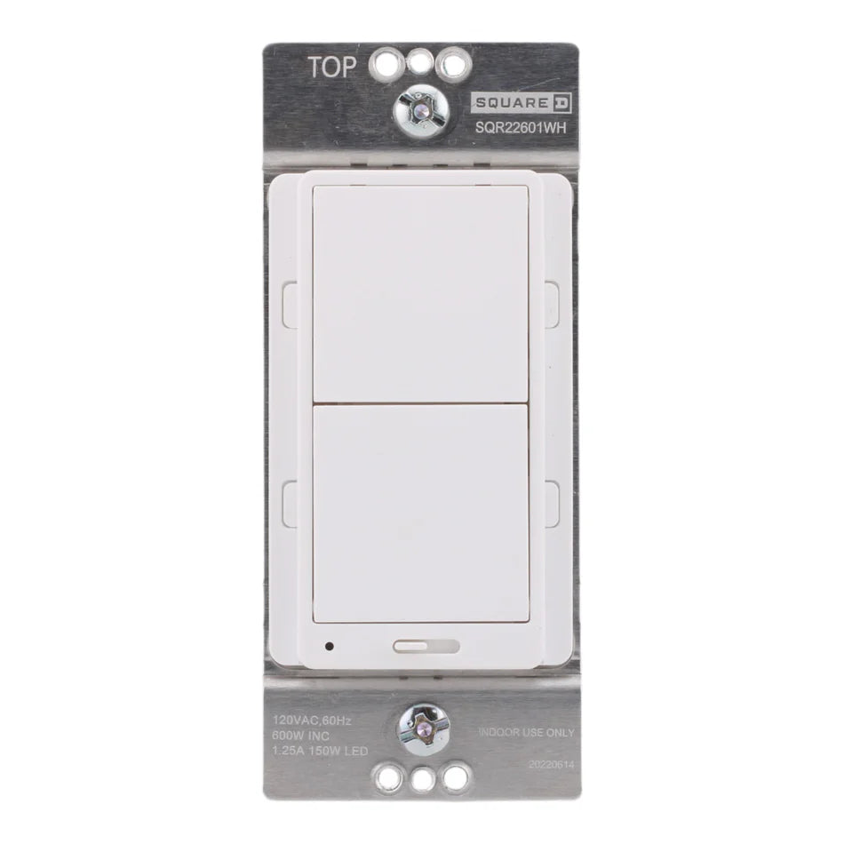 Square D SQR22601WH X Series 15A Rocker Dimmer – Single Pole / 3-Way – Matte White