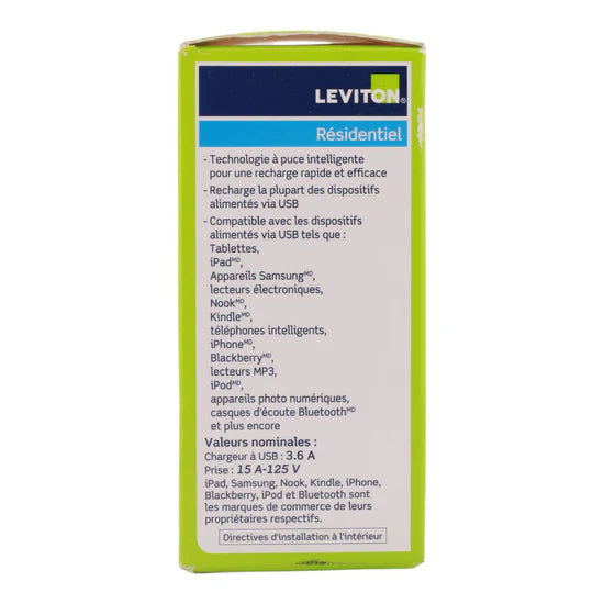 Leviton T5632-W 15A USB Type-A/Type-A Charger Tamper-Resistant Outlet – Decora