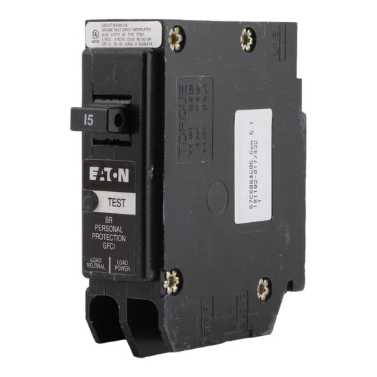 Eaton BRP115GF 15A 1-Pole GFCI Circuit Breaker – Plug-On Neutral – 120V AC