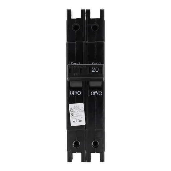 Eaton QCF2020 20A 2-Pole Thermal-Magnetic Circuit Breaker – Cable-In/Cable-Out – 120/240V
