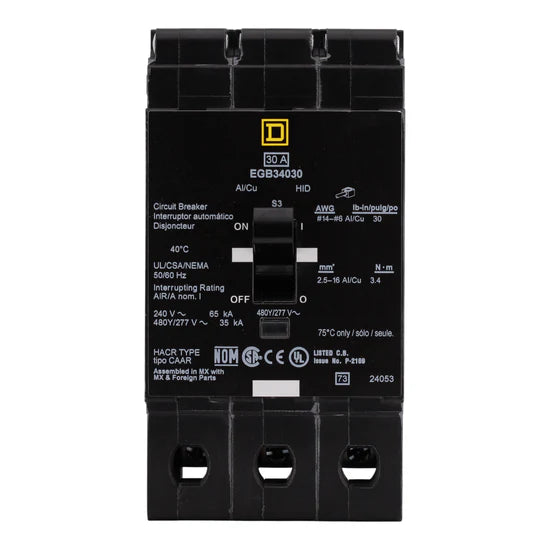 Square D EGB34030 30A 3-Pole Thermal-Magnetic – Bolt-On – 480Y/277V