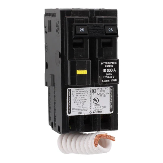 Square D HOM225GFI 25A 2-Pole GFCI Circuit Breaker – Plug-In – 120/240V