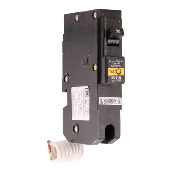 Eaton BR120AF 20A 1-Pole Arc-Fault Circuit Interrupter (AFCI) Breaker – Plug-On Neutral – 120V