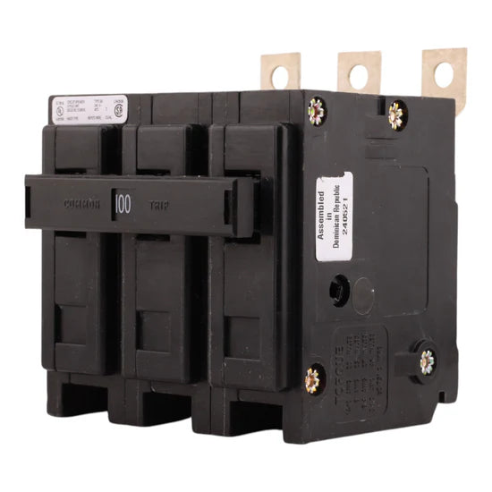 Eaton BAB3100H 100A 3-Pole Thermal-Magnetic Circuit Breaker – Bolt-On – 240V