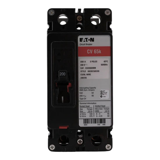 Eaton CV CV2200XMM 200A 2P Molded Case – Bolt-On – 120/240V