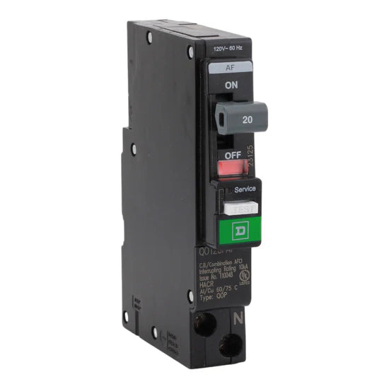 Square D QO120PAF 20A 1-Pole AFCI Circuit Breaker – Plug-On Neutral – 120V