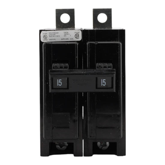 Eaton BAB2015 15A 2-Pole Thermal-Magnetic Circuit Breaker – Bolt-On – 120/240V