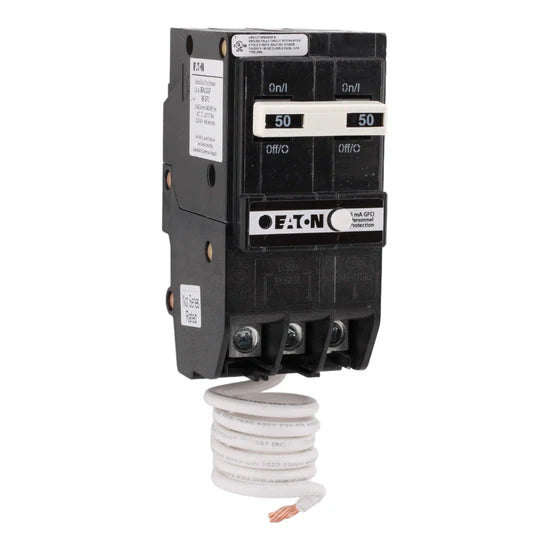 Eaton BRN250GF 50A 2-Pole GFCI Circuit Breaker – Pigtail Neutral – 120/240V