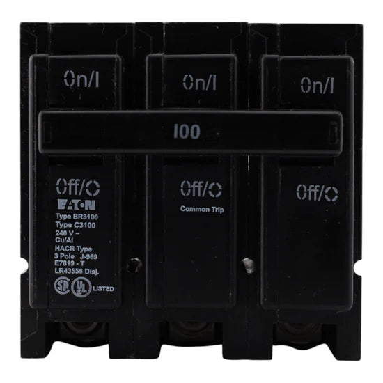 Eaton BR BR3100 100A 3-Pole Thermal Magnetic – Plug-On – 120/240V