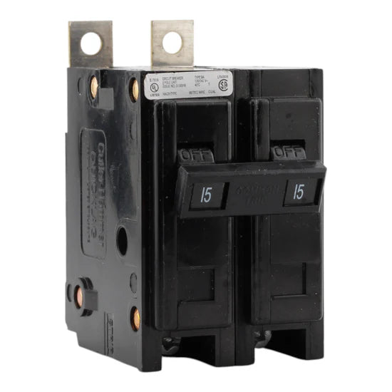 Eaton BAB2015 15A 2-Pole Thermal-Magnetic Circuit Breaker – Bolt-On – 120/240V
