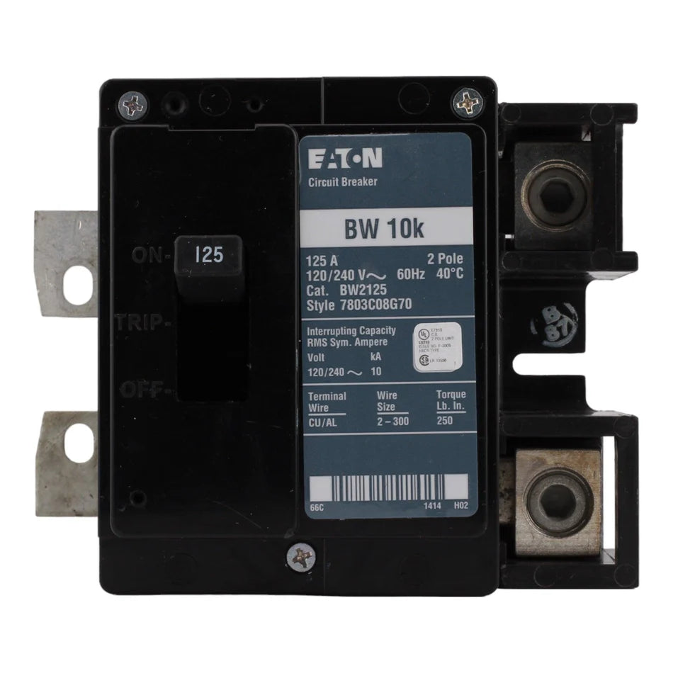 Eaton BW2125 125A 2-Pole Main Circuit Breaker – Bolt-On – 240V