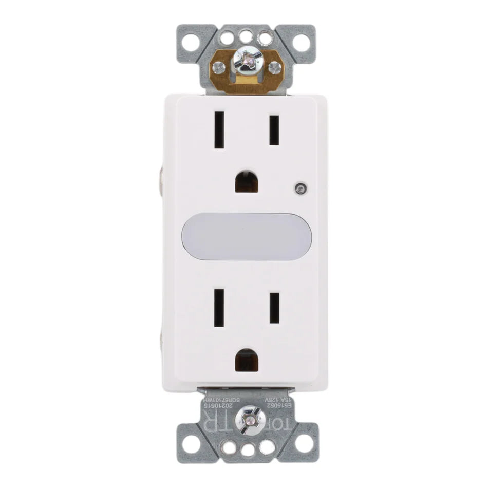 Square D SQR57101WH X Series 15A 125V Tamper-Resistant Lighted Outlet – Matte White