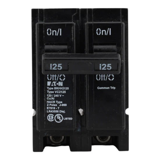 Eaton BRHH2125 125 Amp 2-Pole Thermal-Magnetic Circuit Breaker – Plug-On – 120/240V