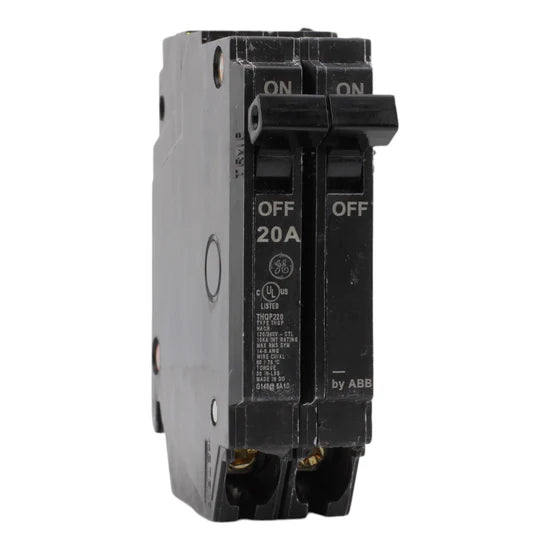 GE THQP220 20A 2-Pole Q-Line Thin Miniature Circuit Breaker – Plug-In – 120/240V