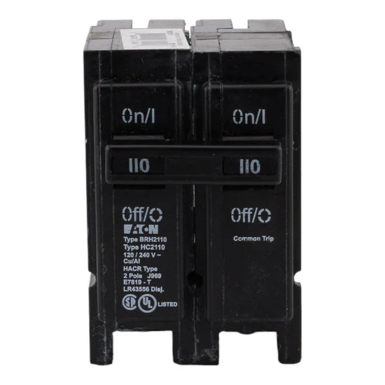 Eaton BRH2110 110A 2-Pole Thermal Magnetic Circuit Breaker – Plug-In – 120/240V