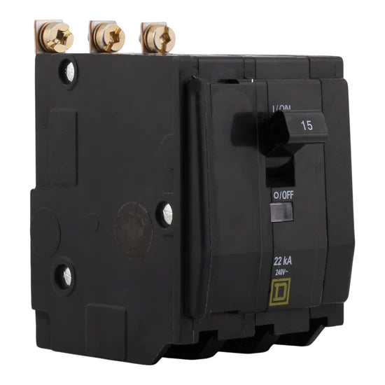 Square D QOB315VH 15A 3-Pole Standard Bolt-On Circuit Breaker – Bolt-On – 120/240V AC