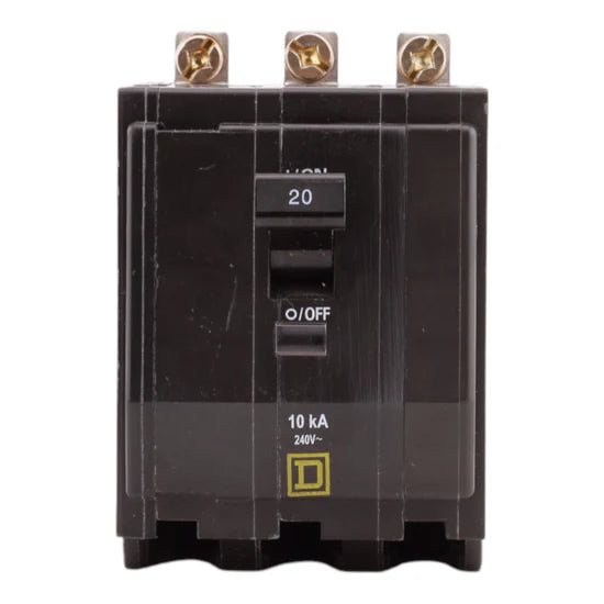 Square D QOB320 20A 3-Pole Standard Circuit Breaker – Bolt-On – 120/240V