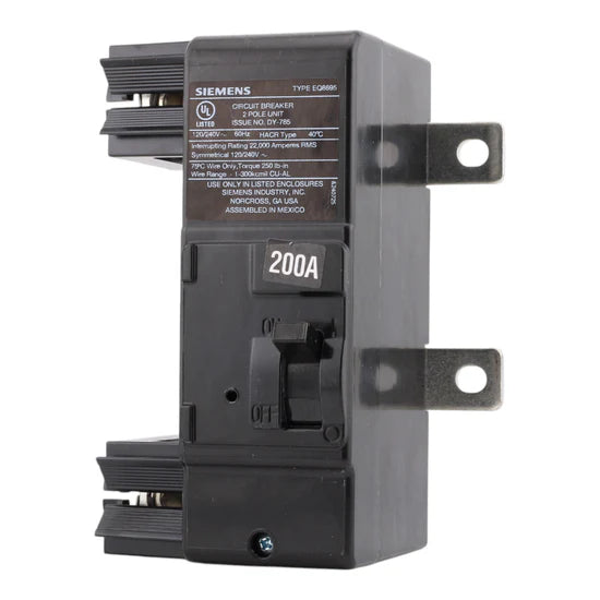 Siemens EQ8695 200A 120/240V 1P Main Breaker, Load Center Conversion Kit, 22kA AIR