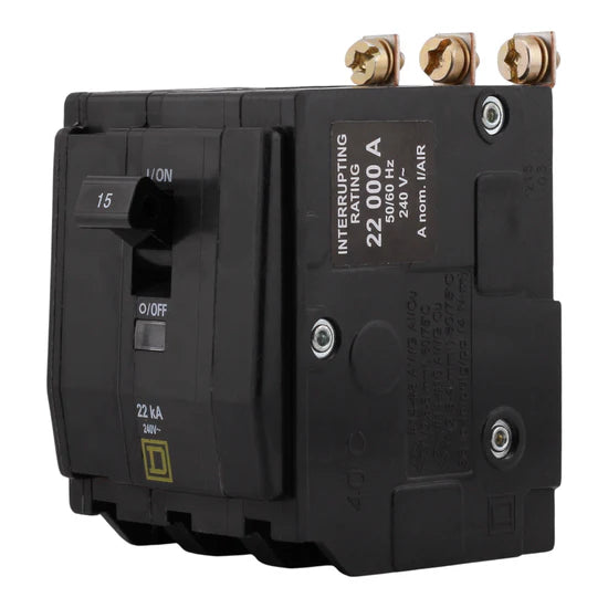 Square D QOB315VH 15A 3-Pole Standard Bolt-On Circuit Breaker – Bolt-On – 120/240V AC
