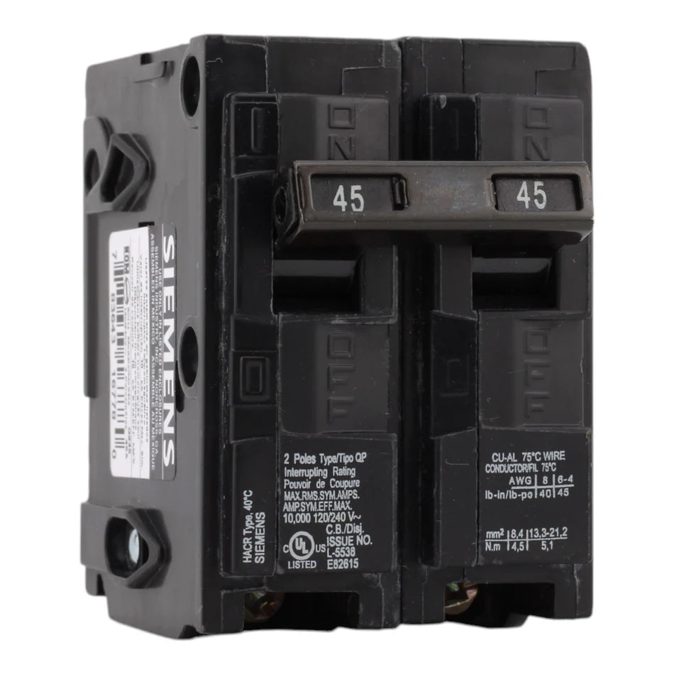 Siemens Q245 45A 120/240V 2-Pole Thermal Magnetic Circuit Breaker – Type QP