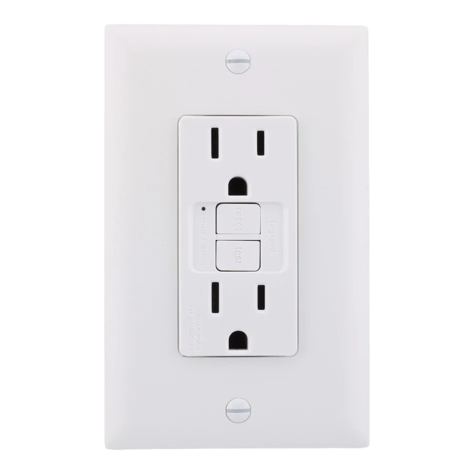Legrand 1597TRW 15 Amp Tamper-Resistant Duplex GFCI Receptacle – 125V – White
